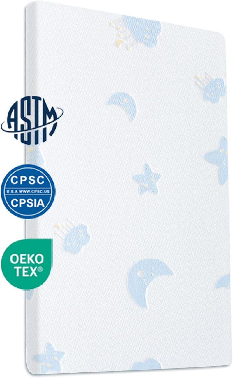 Ressainic Pack and Play Mattress Pad，Portable Crib Pack N Play Mattresses,38 * 26" Inch Jacquard Playpen Mattress for Travel Soft Breathable Play Yard Mattress with Washable Cover (Moon/Star) - Image 1